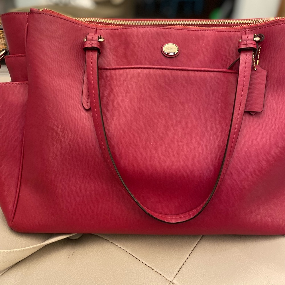 Coach leather diaper bag